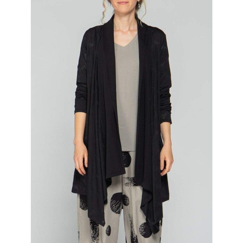 Luukaa Women's Black Polka-Dot Cardigan Size 6 Lightweight Cotton NWT